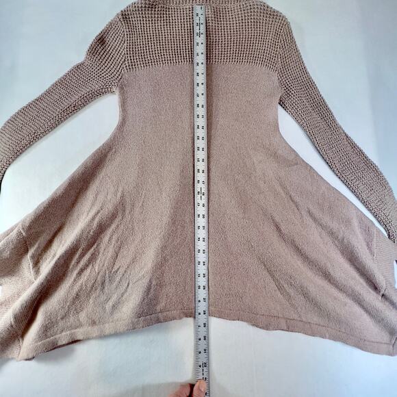 Blue Saks Fifth Ave Tunic Sweater Full Zip High Neck Collar Woman's XS Tan - Picture 6 of 15